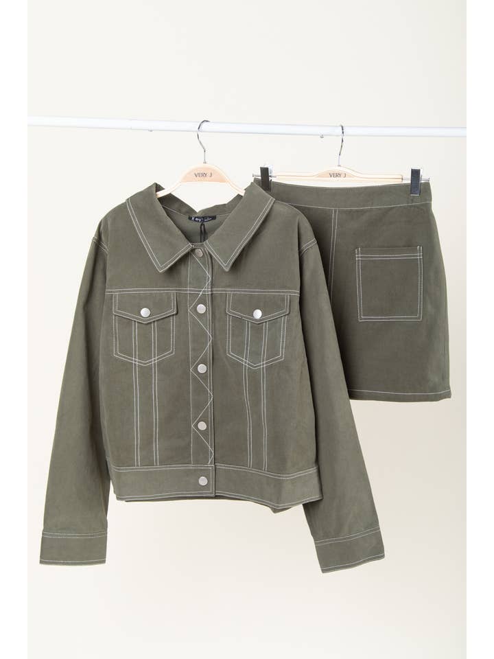 VERY J - Wholesale Skirt - Women's - VE60070BOT-Contrast Color Stitch Mini Skirt8