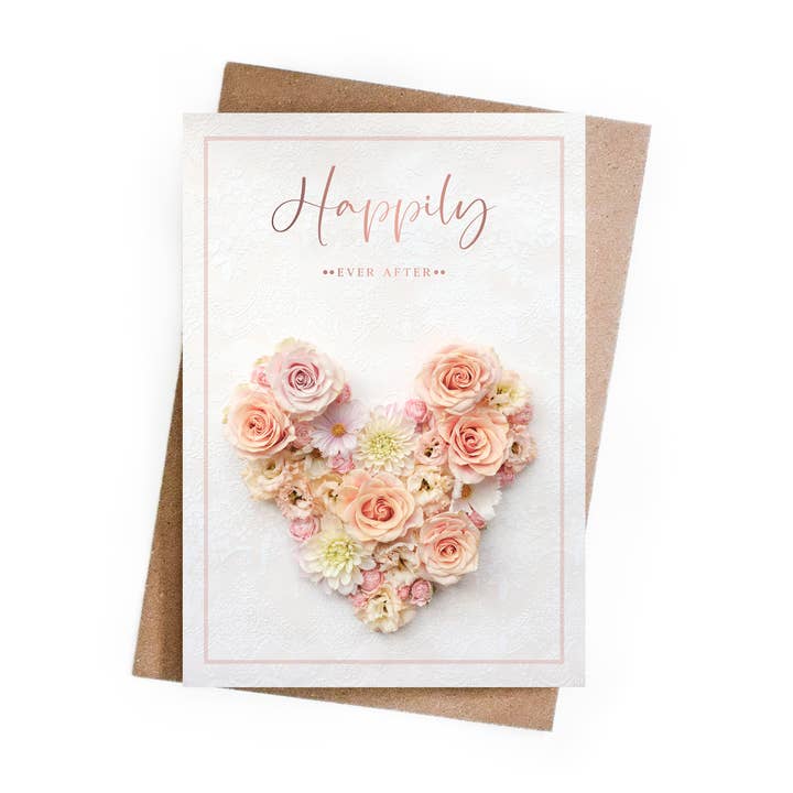 Lykkeligt nogensinde efter bryllup folieret lykønskningskort for engroshandel hos Marina Walker