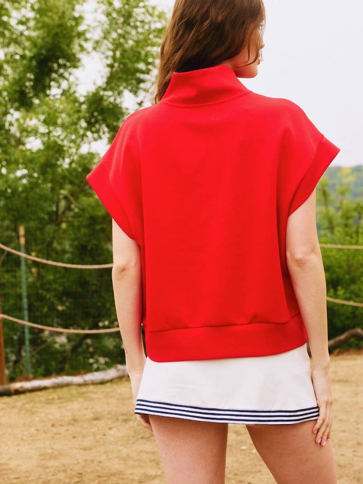 BUCKETLIST INC - Wholesale Sweatshirt - Women's - IT2154-1 Short Sleeve Half Zip-Up Scuba Sweatshirts59