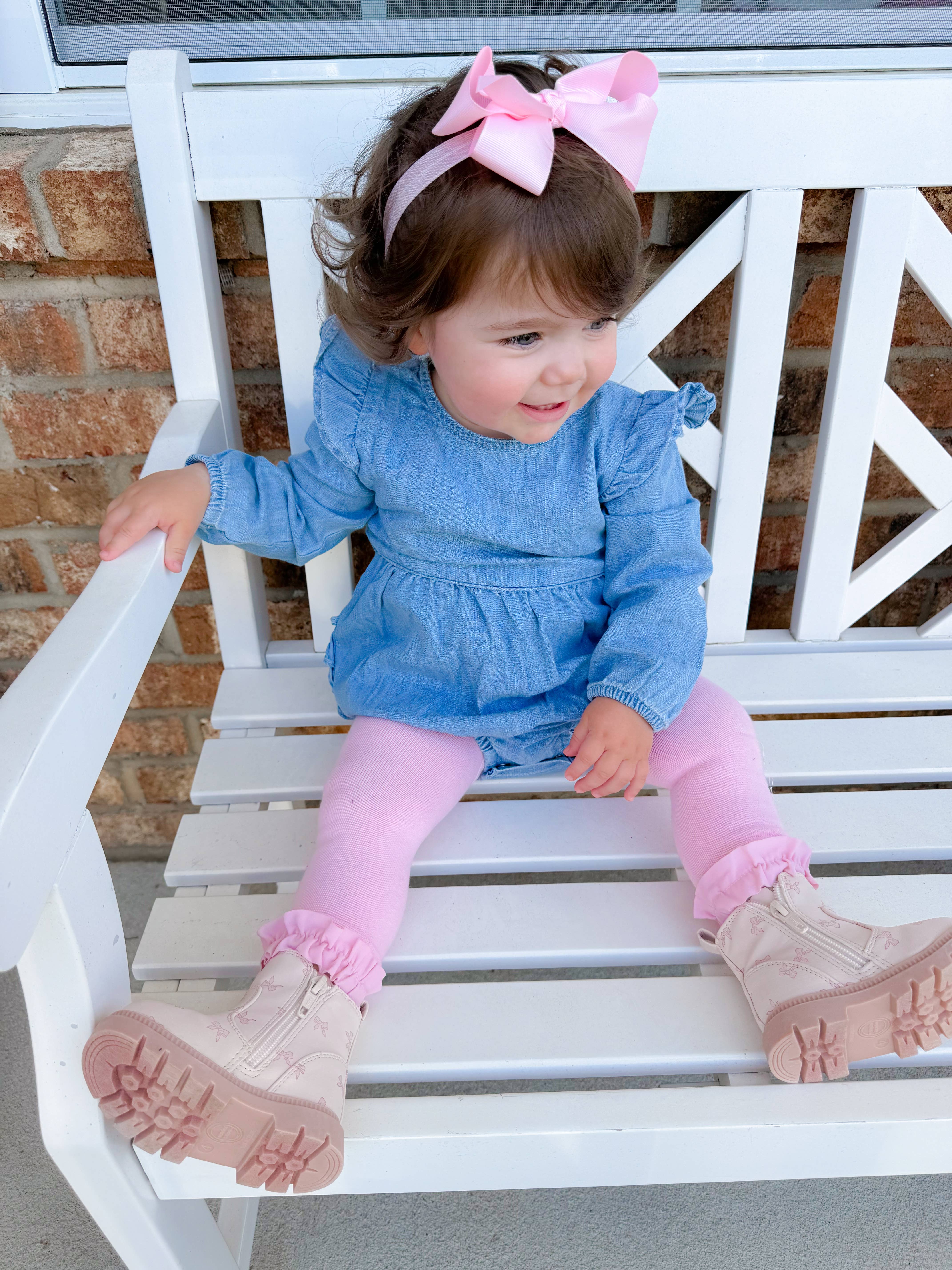 Girls Pink Footless Ruffle Tights for wholesale on Faire2