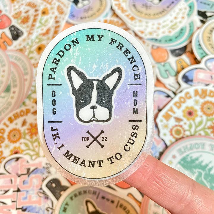 Autocollant découpé à la forme Pardon My French pour la vente par The Dapper Paw