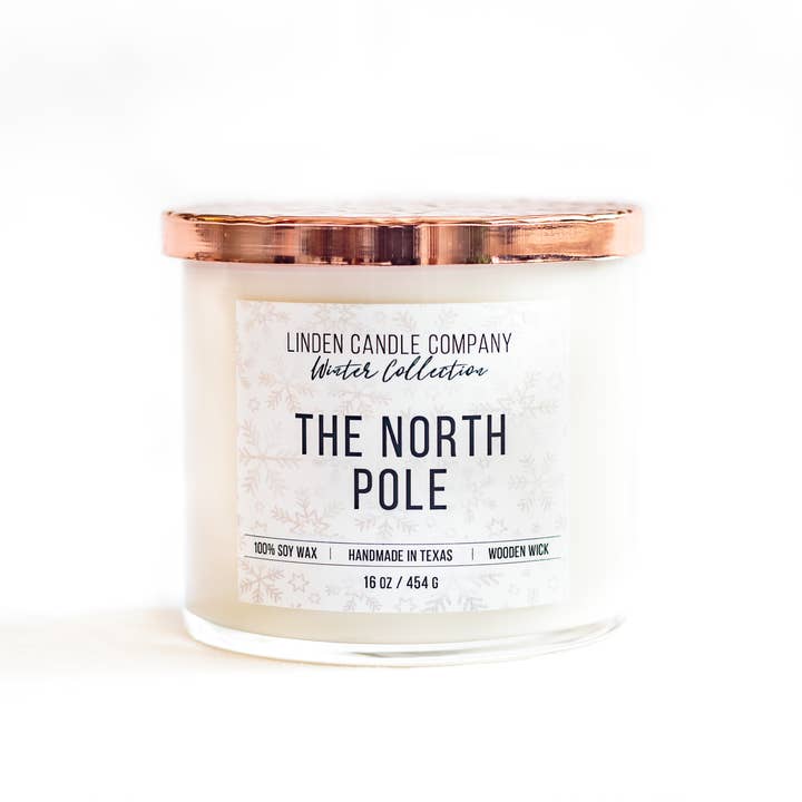 Linden Candle Company - Wholesale Jar/Filled Candle - The North Pole 16oz Seasonal Winter Soy Candle1
