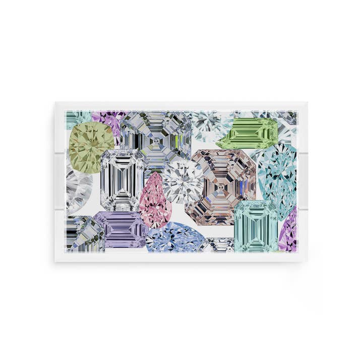 Vassoio Decorativo Rettangolare in Acrilico Bianco con Rocce per la vendita all'ingrosso da parte di Nicolette Mayer Collection