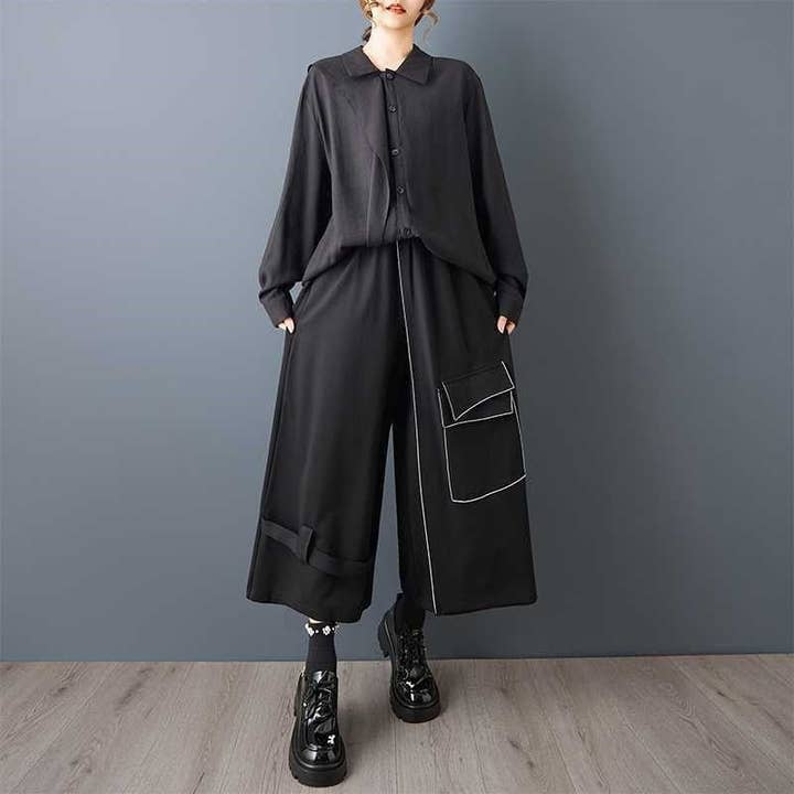 Strækbar denim cargonederdel med elastisk talje for engroshandel hos Ekartini