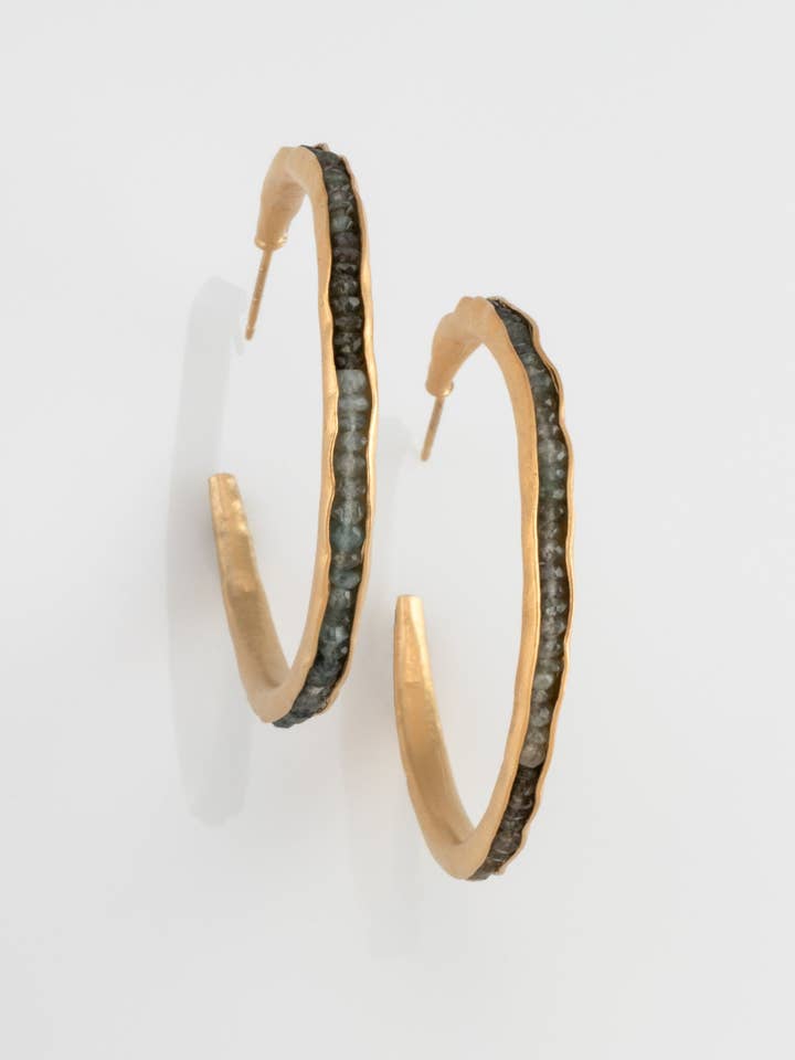 Large Hoop Groove Earrings in Vermeil for wholesale by Austin Titus Studio