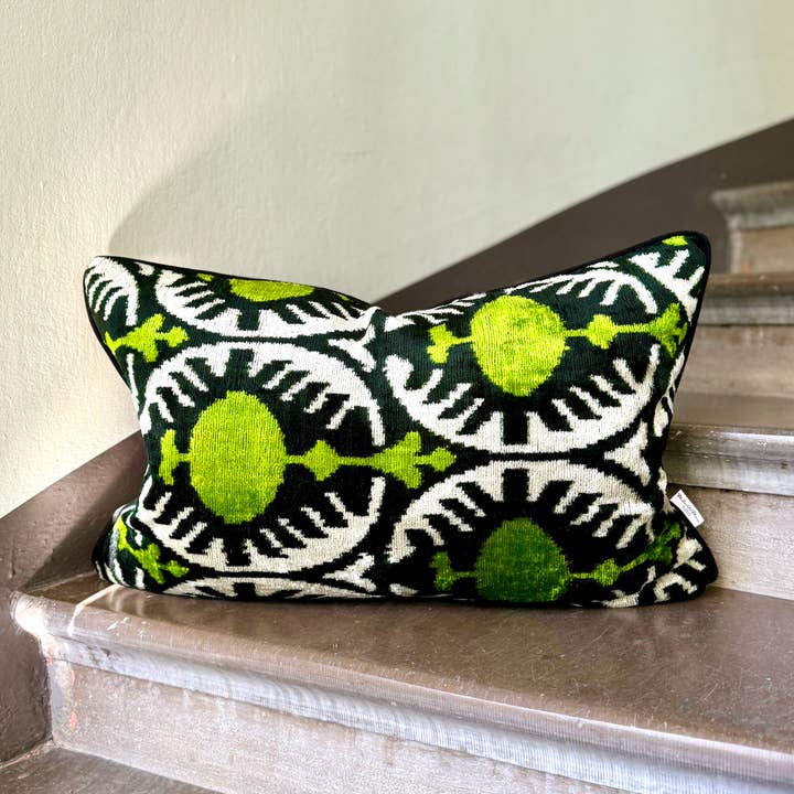 Mila∞Miro by Emelie - Wholesale Throw Pillow Cover - Velvet Ikat Cushion Pistachio | Velvet Ikat Pillow Pistachio0