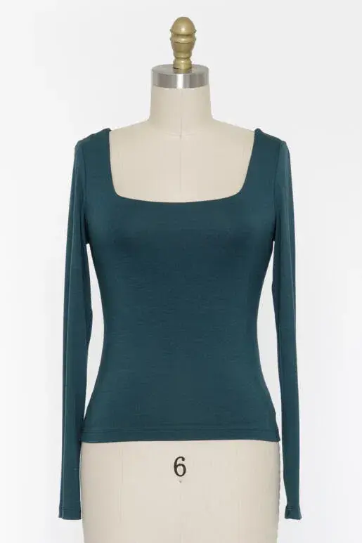 Final Touch - Wholesale Knit Top - Women's - Double Layered Square Neck Basic Top - T1710940