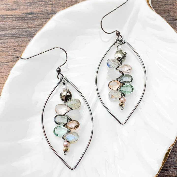 Anna Balkan - Wholesale Dangle Earrings - Paris Kaleidoscope Colorful Gems Statement Hoops3