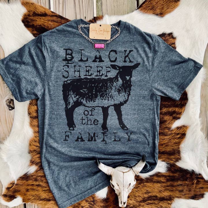 Ranchy Roan Boutique - Wholesale Screen Printed T-Shirt - Women's - Black Sheep Western 🐑 Tee