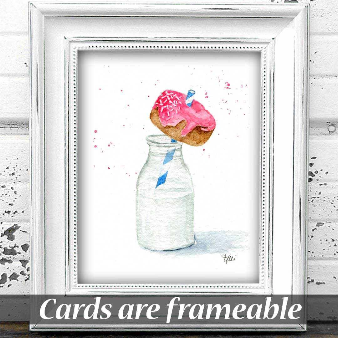 Kelli McNichols Art - Wholesale Everyday Greeting Card - Donut & Milk1