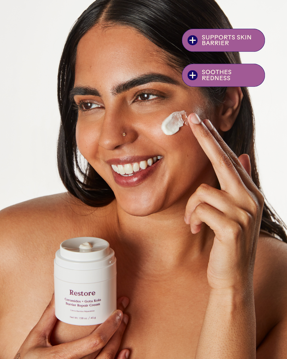 Three Ships (No Duties | Ships from US/CA | USMCA Compliant) - Vente Crème hydratante pour le visage - Crème Réparatrice de la Barrière avec Céramides et Gotu Kola3