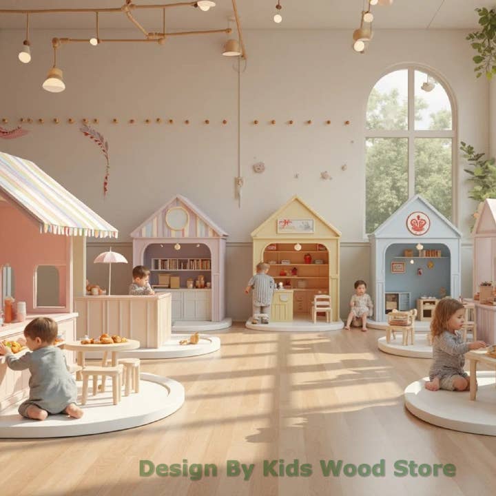 Customizable Educational Indoor and Outdoor Wooden Play Towns for Kids – Imagination-Boosting Designs for Daycares, Play Cafes and Playhouses for wholesale by Kids Wood Store