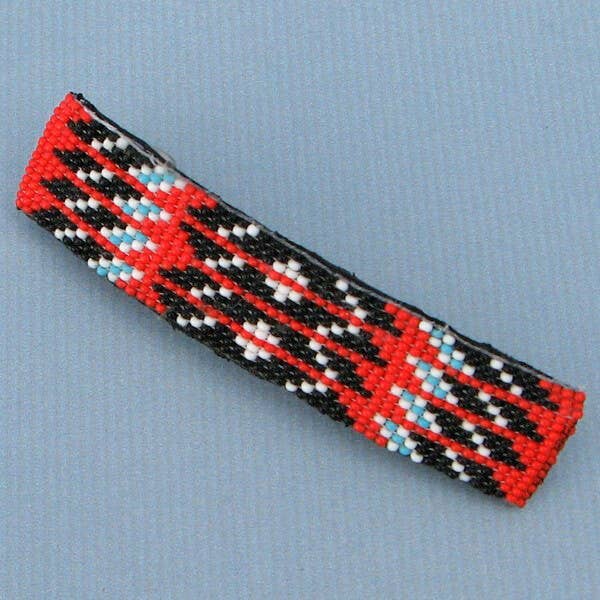 Red Black White Zig Zag Beadwork Beaded Hair Barrette French Clip for wholesale by BEADS CORNER