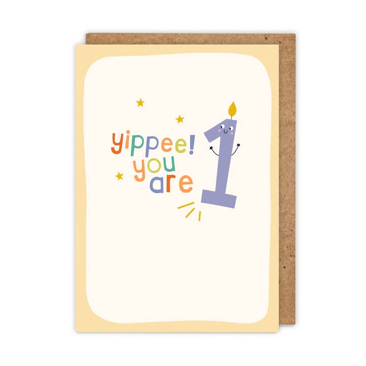 Yippee! You are 1! Cute 1st Birthday Age Greetings Card for wholesale by Zoe Spry