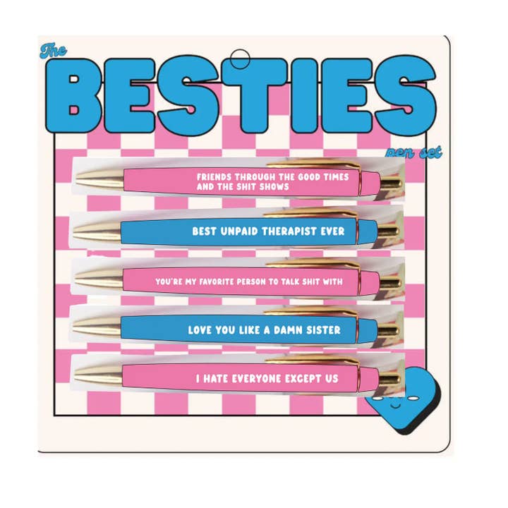 Set de 5 stylos à bille « Besties » humoristiques pour amis pour la vente par FUN CLUB
