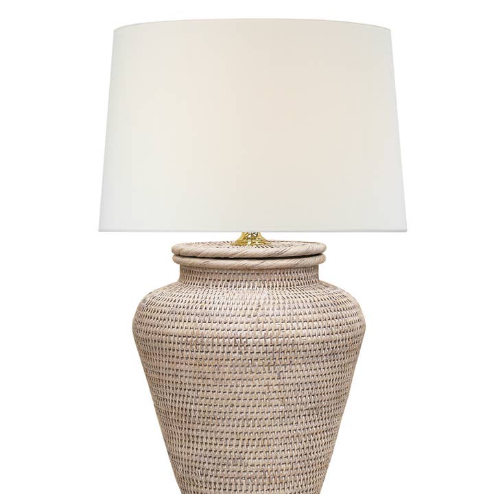 Fox Mill Lighting & Supply Co. - Wholesale Accent/Desk Lamp - Nantucket Rattan Medium Table Lamp, White Wash0