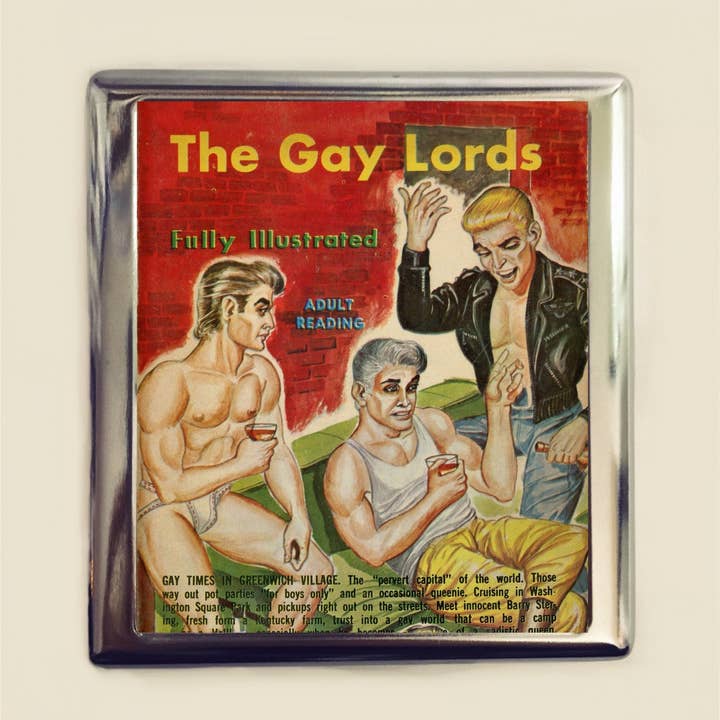 FringePop - Wholesale Cigarette Case - Gay Pulp Cigarette Case Business Card ID Holder Wallet The Gay Lords Retro Sex Book 1960's Kitsch Campy LGBT