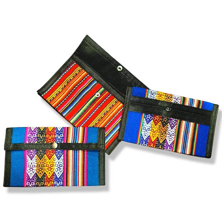 Sanyork Fair Trade - Vente Pochette – femme - Pochette à main en coton Manta originale tissée avec fermeture éclair et bouton pression
