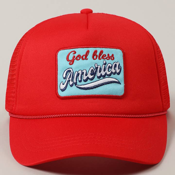Fashion City - Wholesale Trucker Hat - Unisex - God Bless America Embroidery Patch Foam Hat