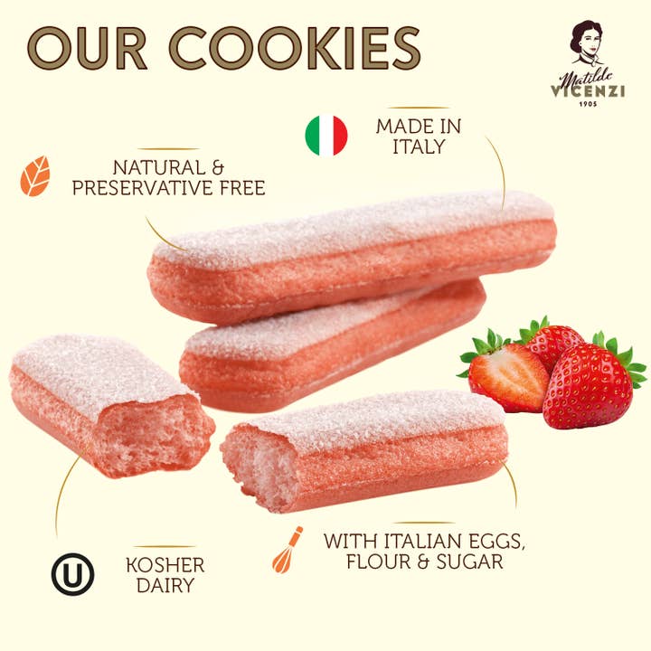 Vicenzi USA Inc. - Wholesale Cookie - Vicenzovo Strawberry Ladyfingers, 200g1
