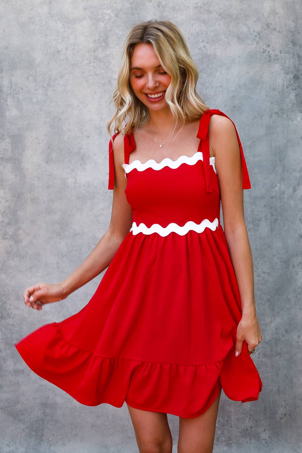 Kori America - Wholesale Dress - Women's - RICRAC STRAP SHOULDER SMOCKED BABYDOLL DRESS3