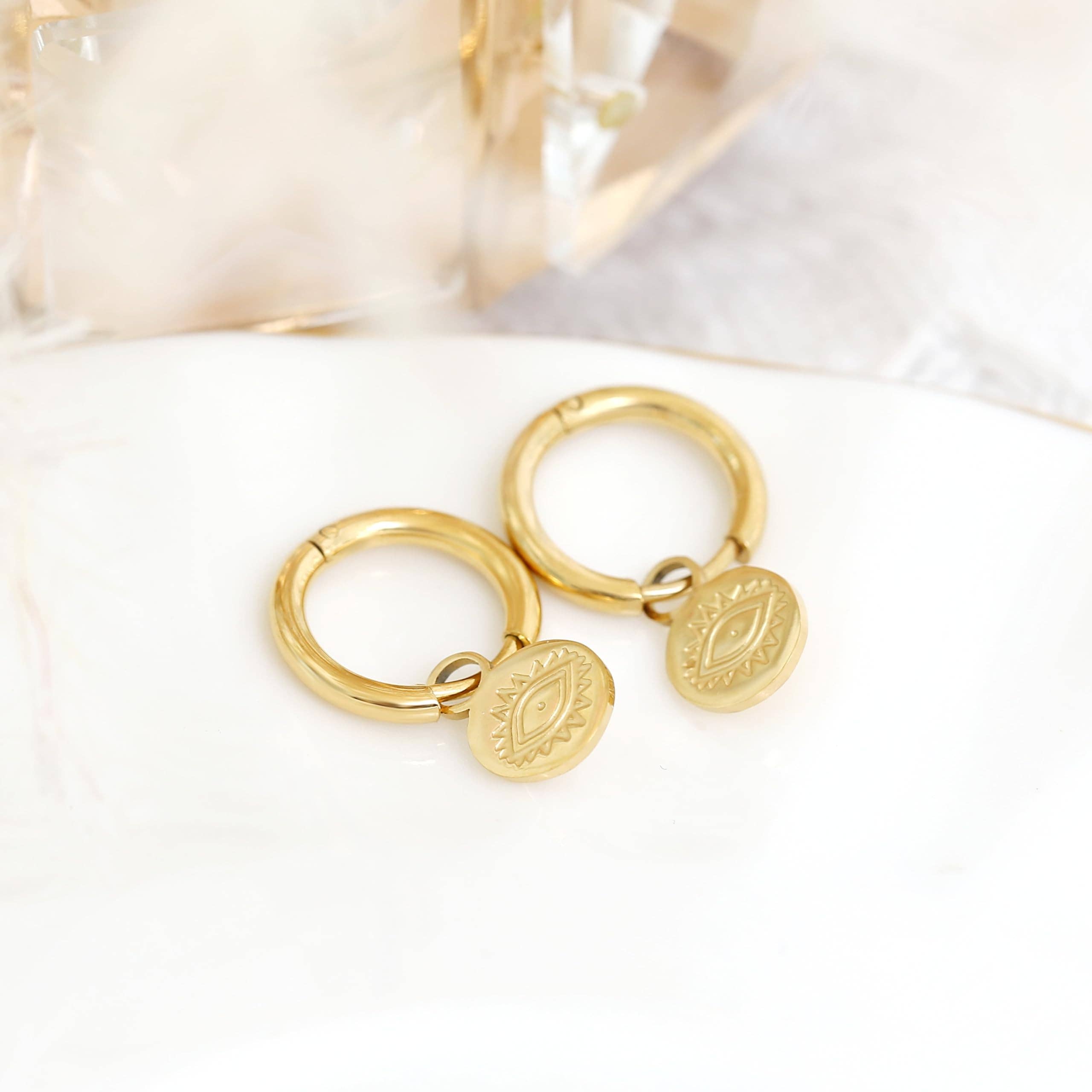 Made By Nami - Wholesale Dangle Earrings - Earrings Eye in Gold, Stud Earrings made of Stainless Steel5