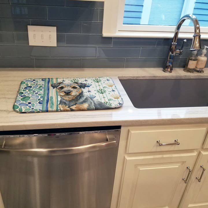 Blå og Tan Border Terrier Kysthavglas Opvaskestativ for engroshandel hos Caroline's Treasures