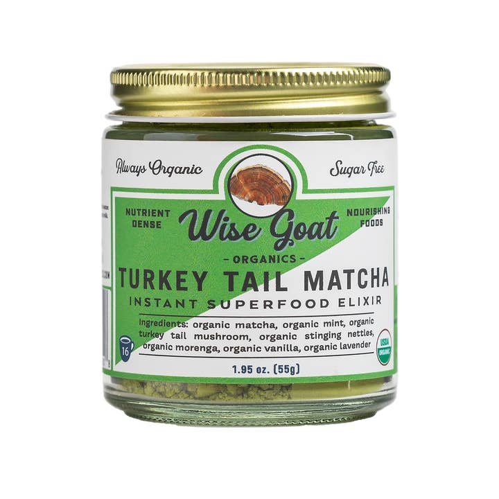 Wise Goat Organics LLC - Wholesale Protein/Superfood Powder - Turkey Tail Mint Matcha Superfood Powder
