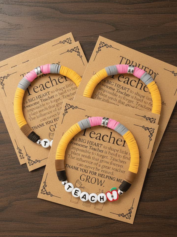 TEACH Apple Beaded Stretchy Bracelet-W for wholesale by Swaary