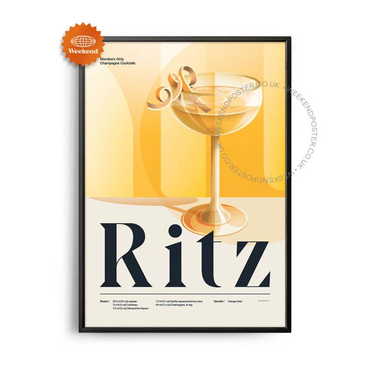 Pôster de Cocktail Retro Ritz de Meados do Século por atacado de Weekend Concept