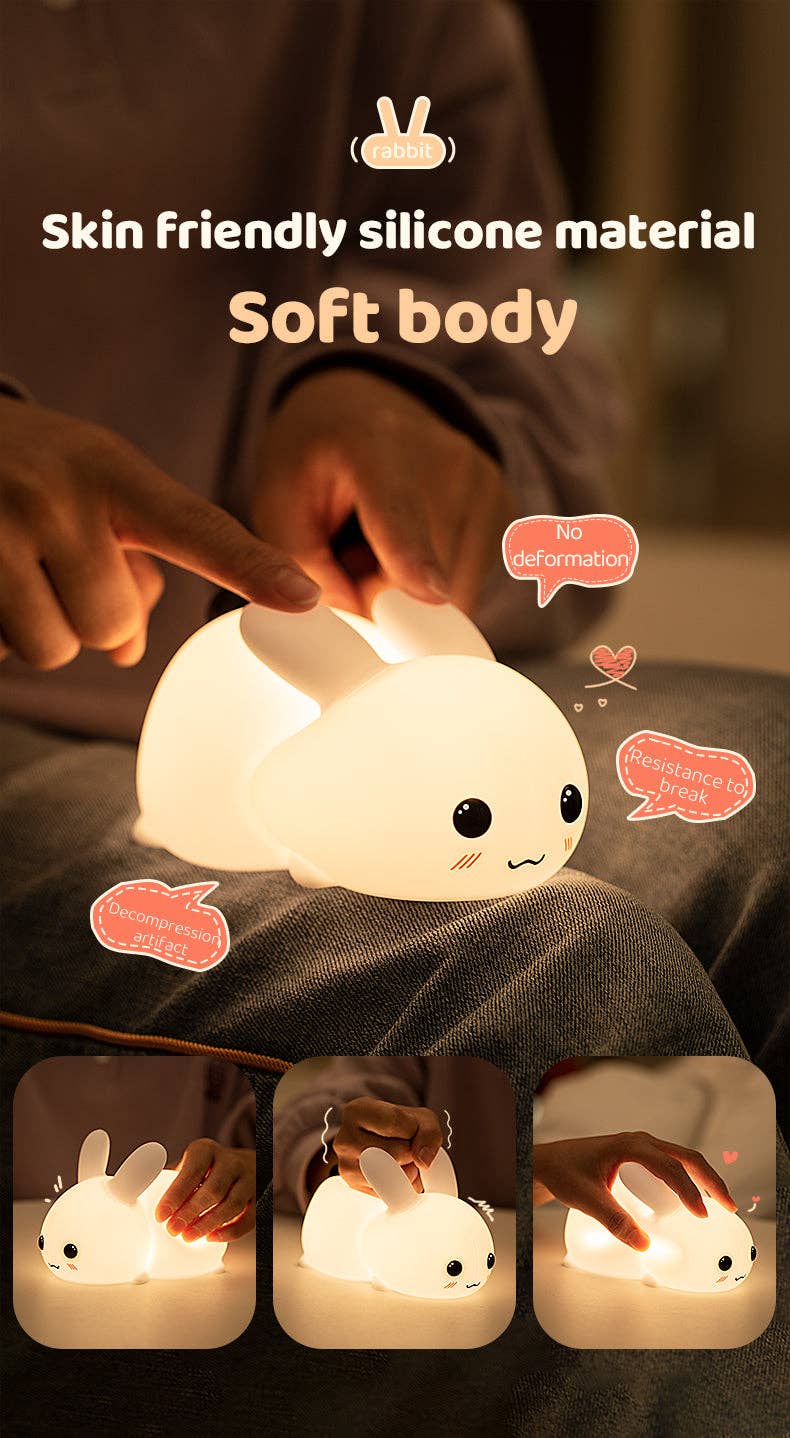VIGOR – wholesale Night light – Child & baby – Perfect Gift Jade bunny Sleeping lamp light up silicone anim13