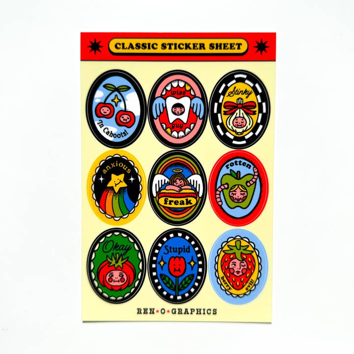 HOJA DE PEGATINAS CLÁSICA para venta al por mayor de Ren-O-Graphics