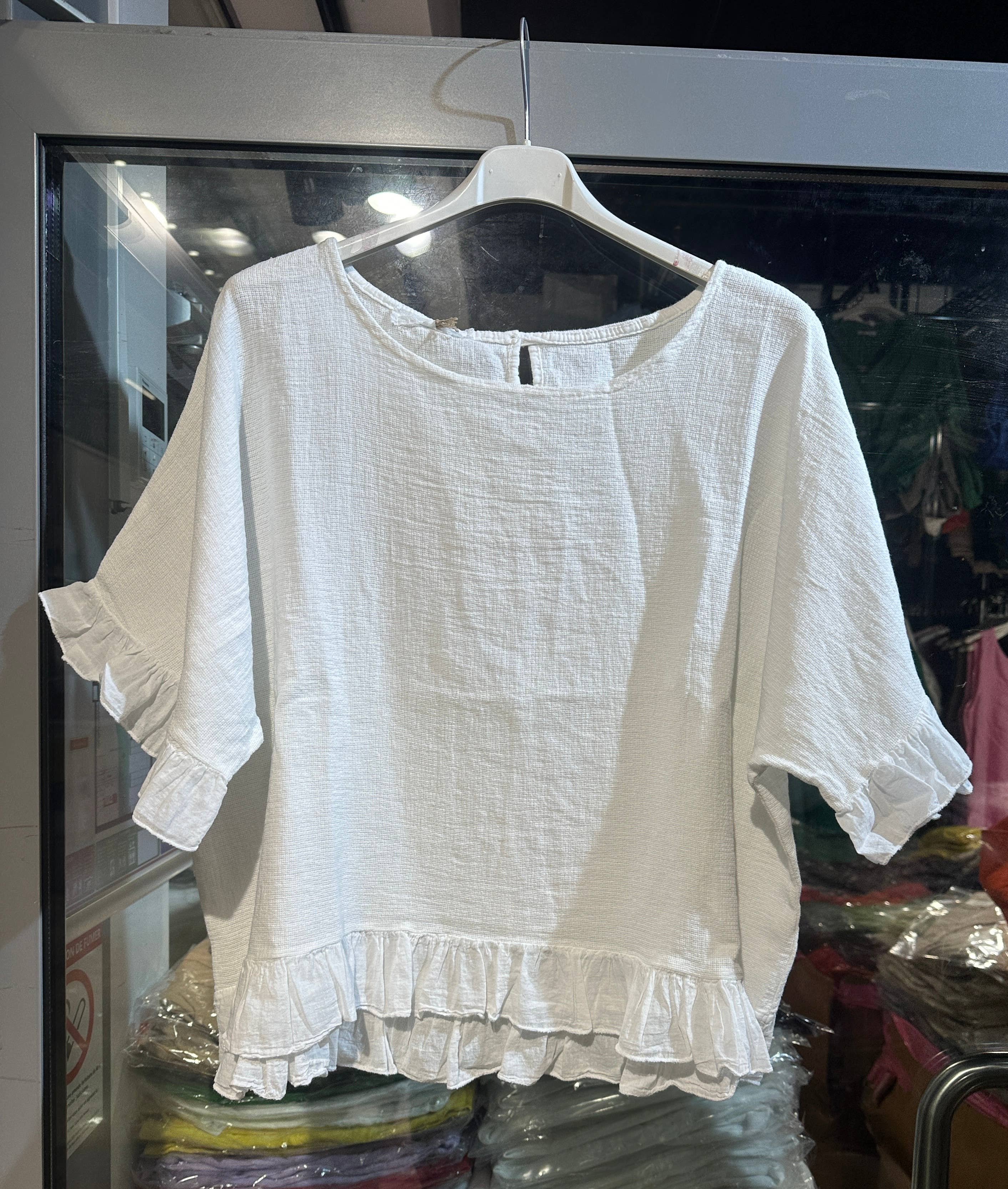 LÉA & LUC - Wholesale Blouse - Women's - Plain blouse in 50% Linen and 50% Cotton REF. 874737