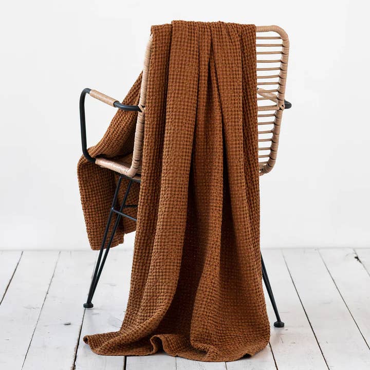 MagicLinen – Manta para sofá por atacado – Manta de waffle de linho em verde pistache