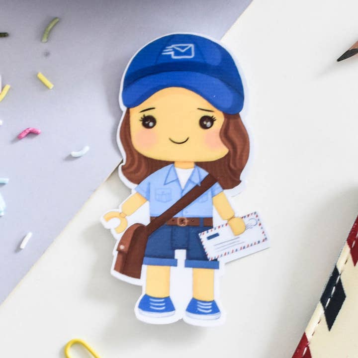 Post worker Character Vinyl Sticker for wholesale by Oh Hello Bricks