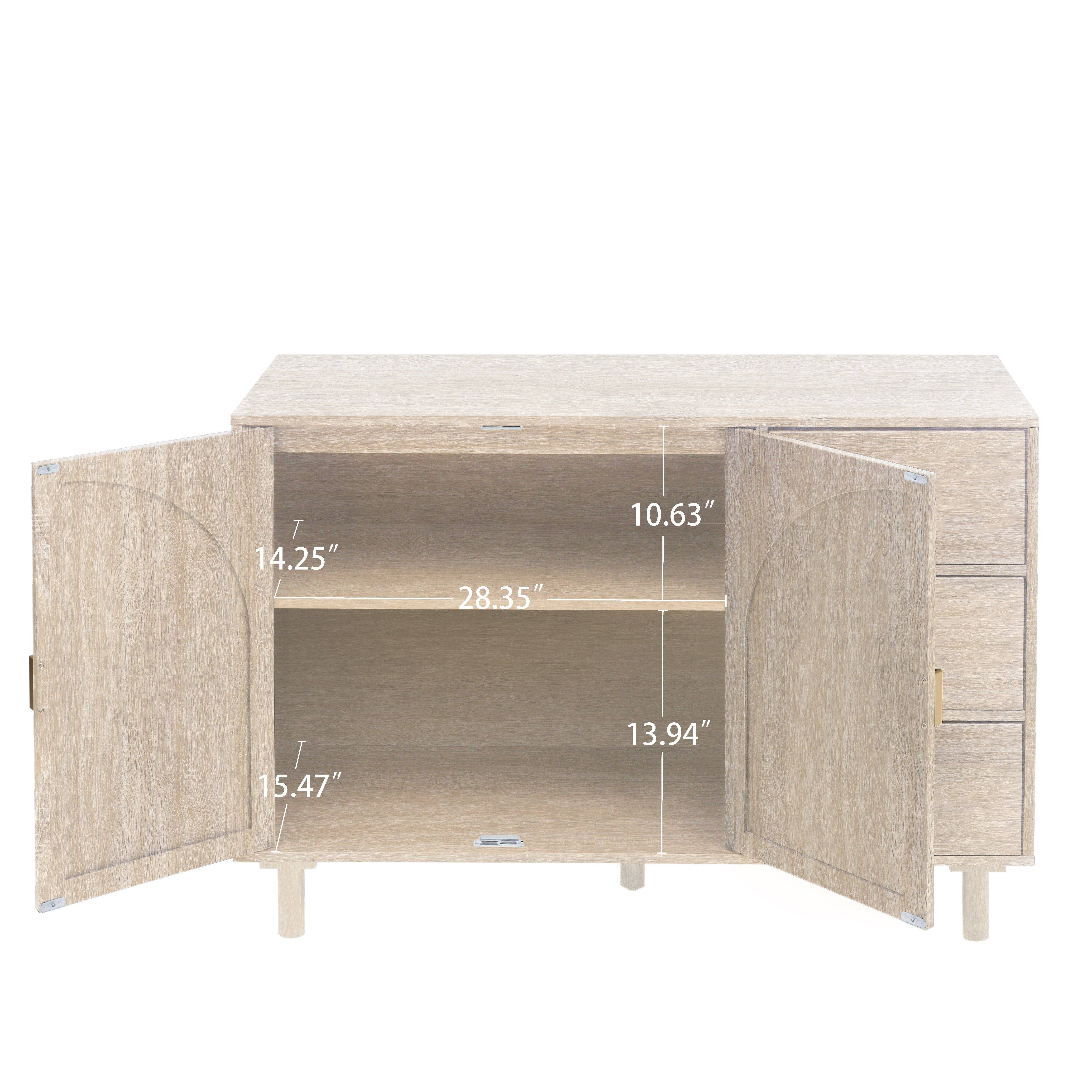 Orange County Decor - Wholesale Cabinet - 2 Door 3 Drawer Cabinet, Suitable For Bedroom, Living Room, Study Natural Mdf5