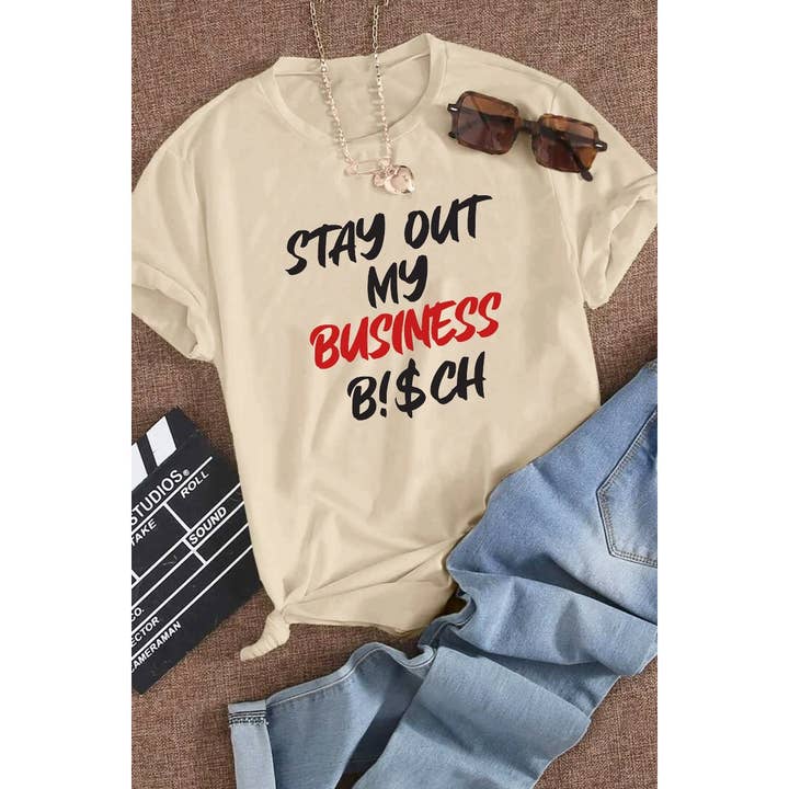 Polar bee - Vendita all'ingrosso Maglietta serigrafata - Donna - Maglietta da donna con grafica Stay out my business bitch