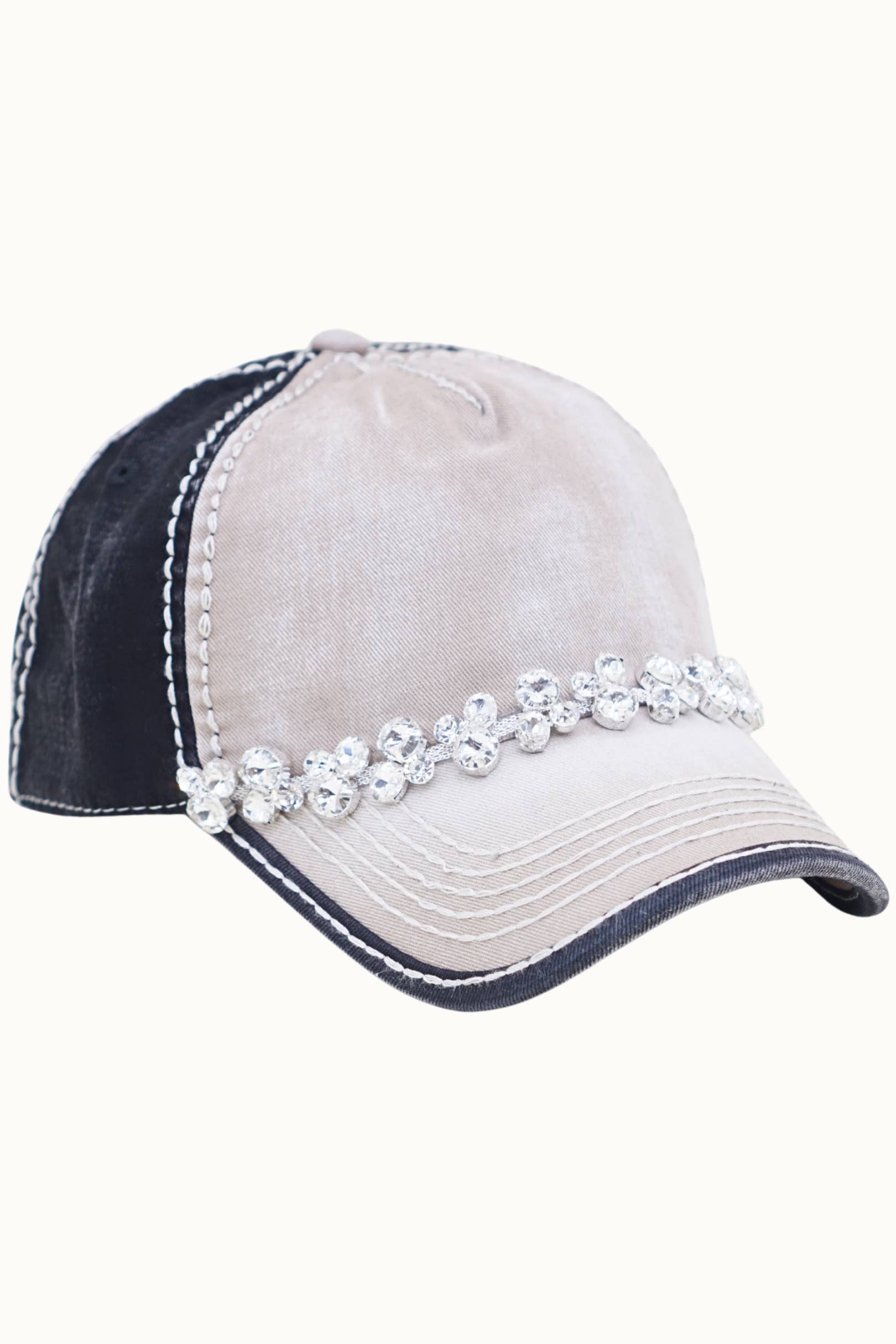Olive & Pique – wholesale Baseball cap – Women's – Bejeweled Bling Glitz Two-Toned Cap, Adjustable3