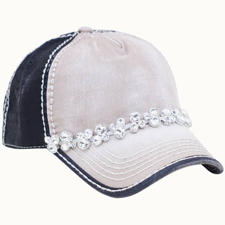 Olive & Pique - Wholesale Baseball Cap - Women's - Bejeweled Bling Glitz Two-Toned Cap, Adjustable3