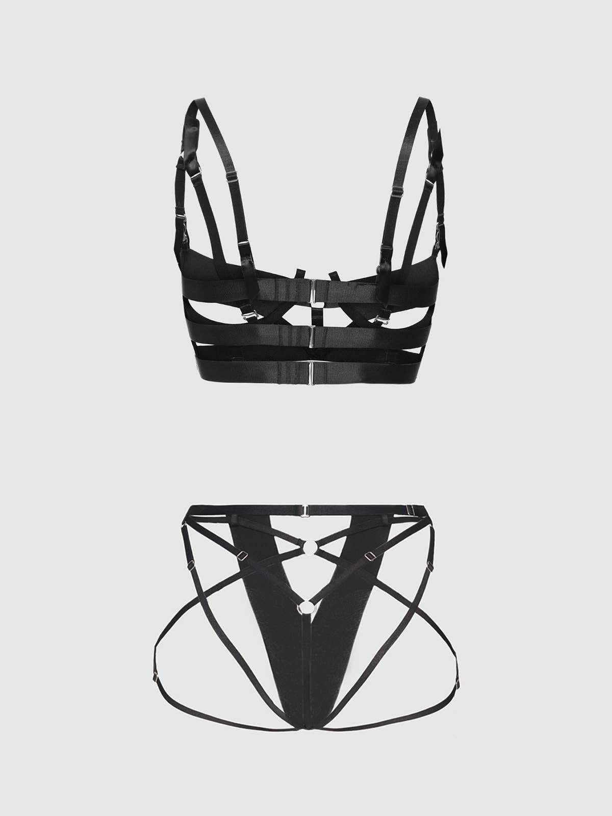 Svart DEVON ELASTISKT BAND MED ÖPPEN KUP-BH OCH GRENLÖS TROSUPPSÄTTNING för wholesale på Faire5