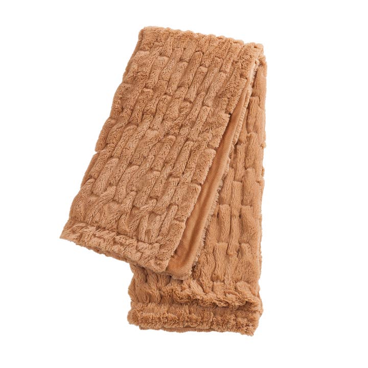 Peking Handicraft - Wholesale Throw Blanket - Faux Fur Throw - Camel by Laurel & Mayfair