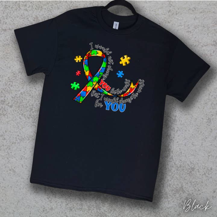 Glidan Black Autism Ribbon T-shirt for wholesale on Faire