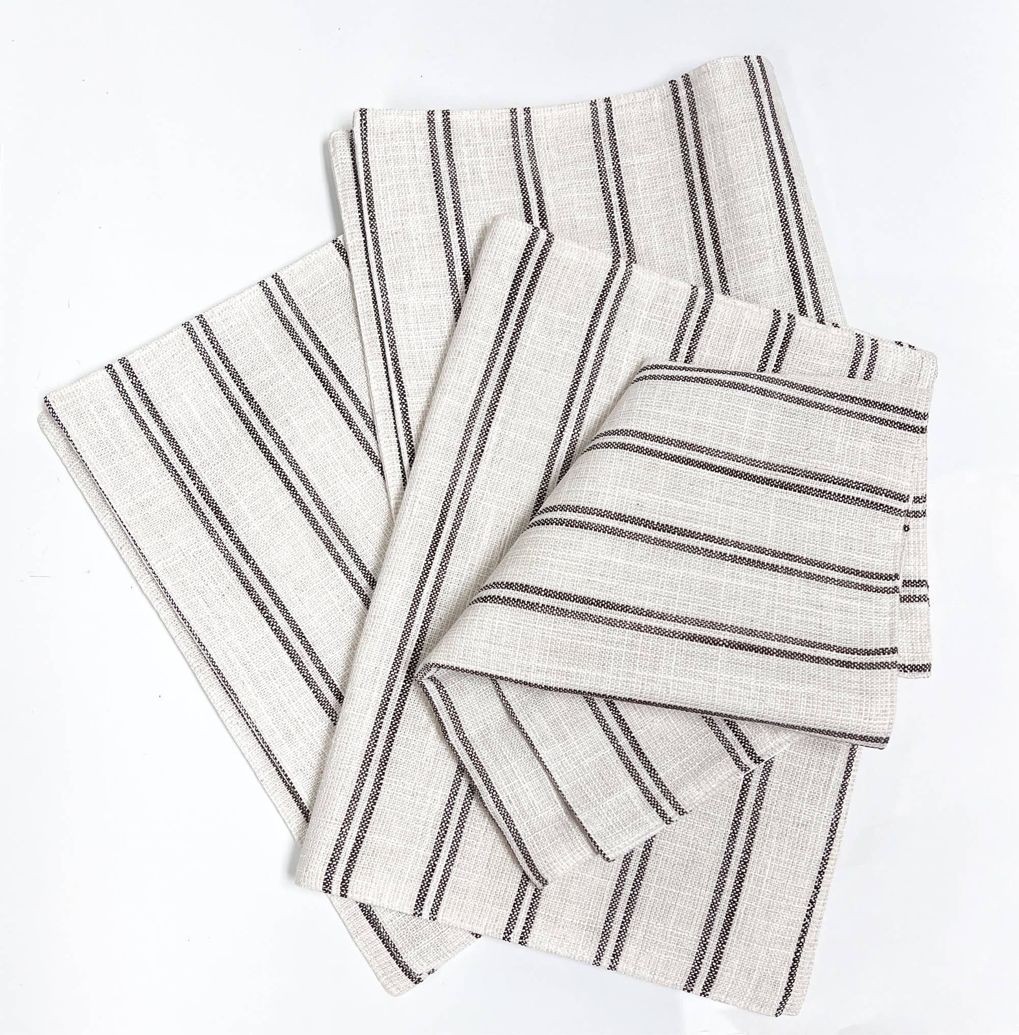 Fennco Styles - Vente Sets de table - Napperon moderne à rayures en lin et polyéthylène12