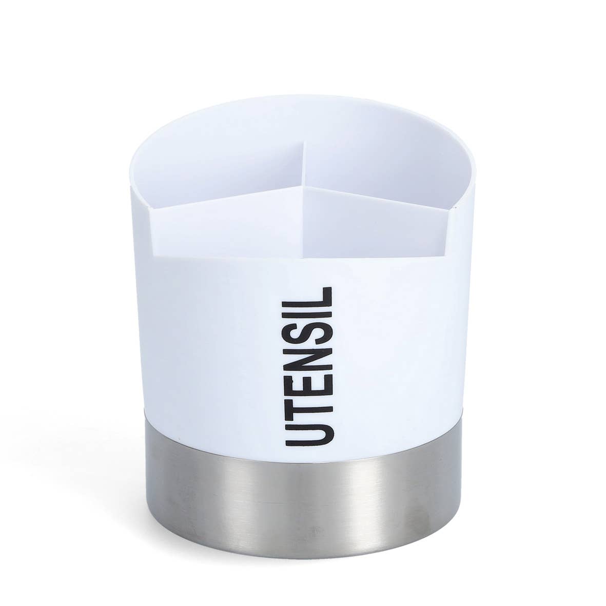Utensil holder, plastic/stainless steel, white for wholesale on Faire0