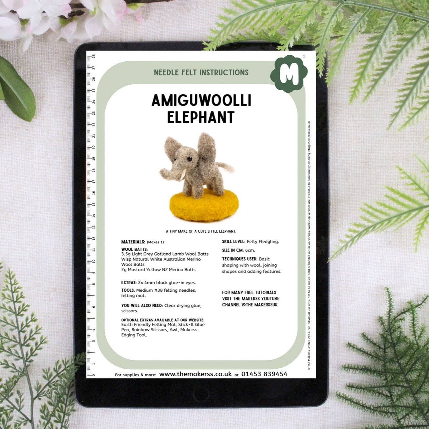 The Makerss - Wholesale Craft Sewing Kit - Elephant Amiguwoolli Mini Needle Felt Kit3