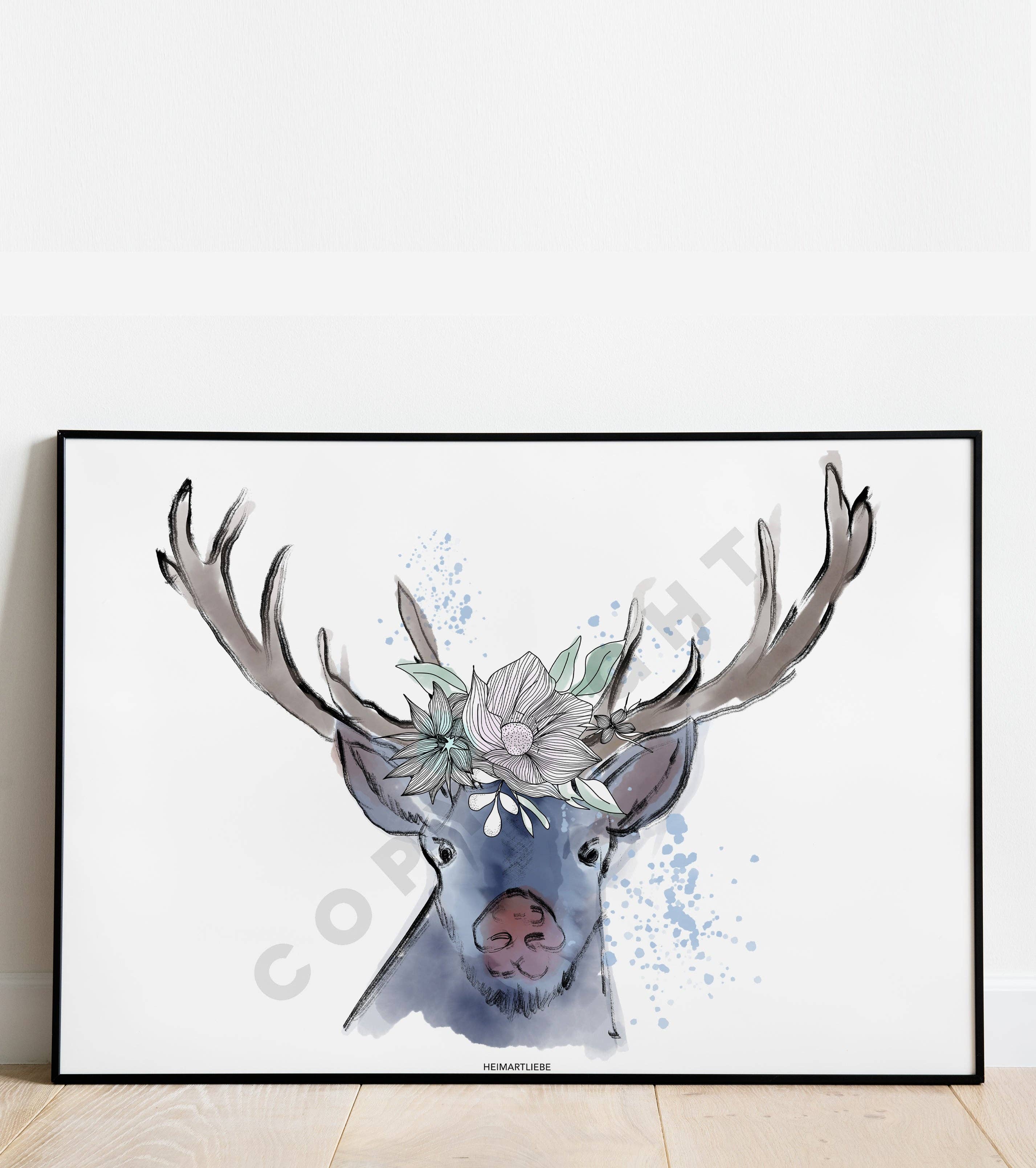 HEIMARTLIEBE® – Großhandel Kunstdruck – PRINT - MEERLIEBE HIRSCH0