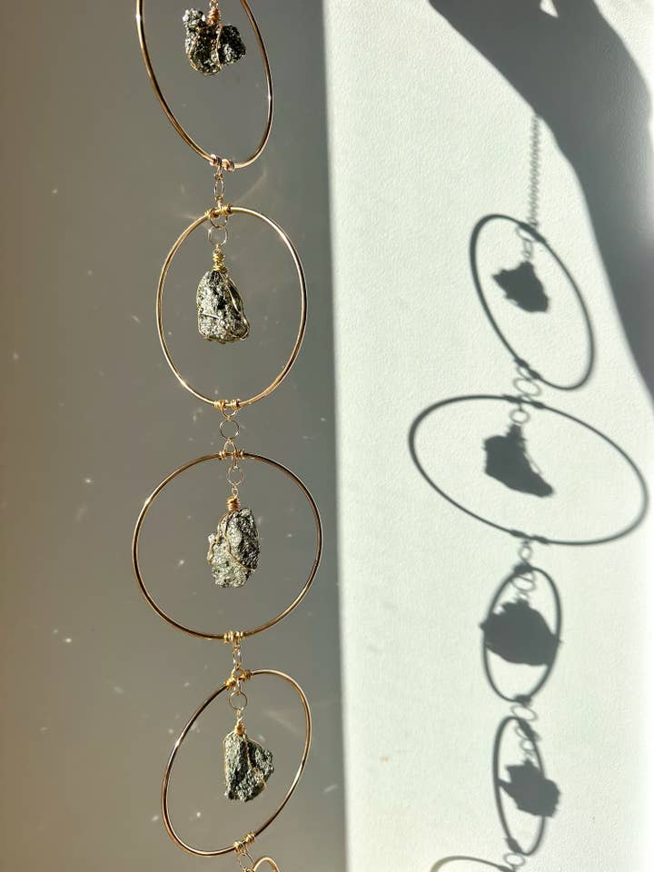 Pyrite Intention Hanging | Crystal Decor | Spiritual Gifts for wholesale by Elise Marie DeSigns