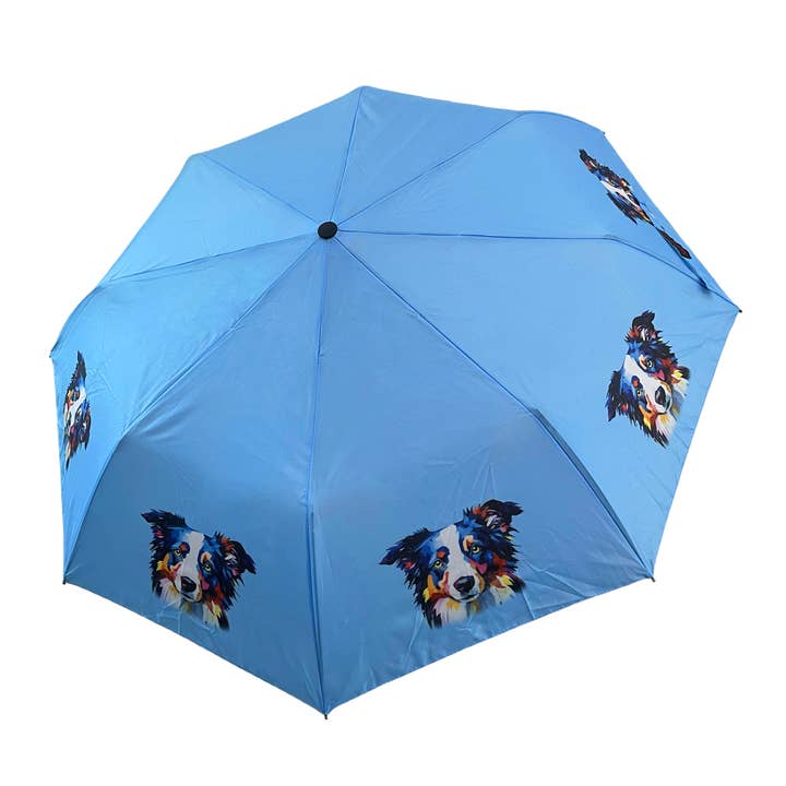 Multi Border Collie Dog Print Umbrella (Short) for wholesale on Faire0