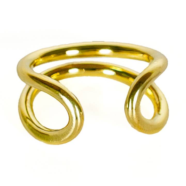 Adjustable Double Loop Ring in Brass - Raha for wholesale by Ecodunia
