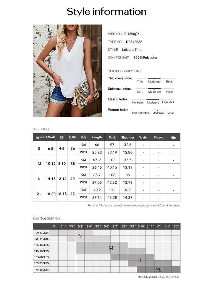 YNIQUE – Großhandel Camisole – Damen – Ärmelloses Basic-Tankshirt mit Cami und V-Ausschnitt für Damen2